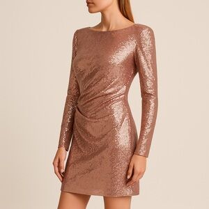 Rachel Zoe Juliette Bellini Rose Gold Sequin Dress Size L | 10 Holiday Party NYE